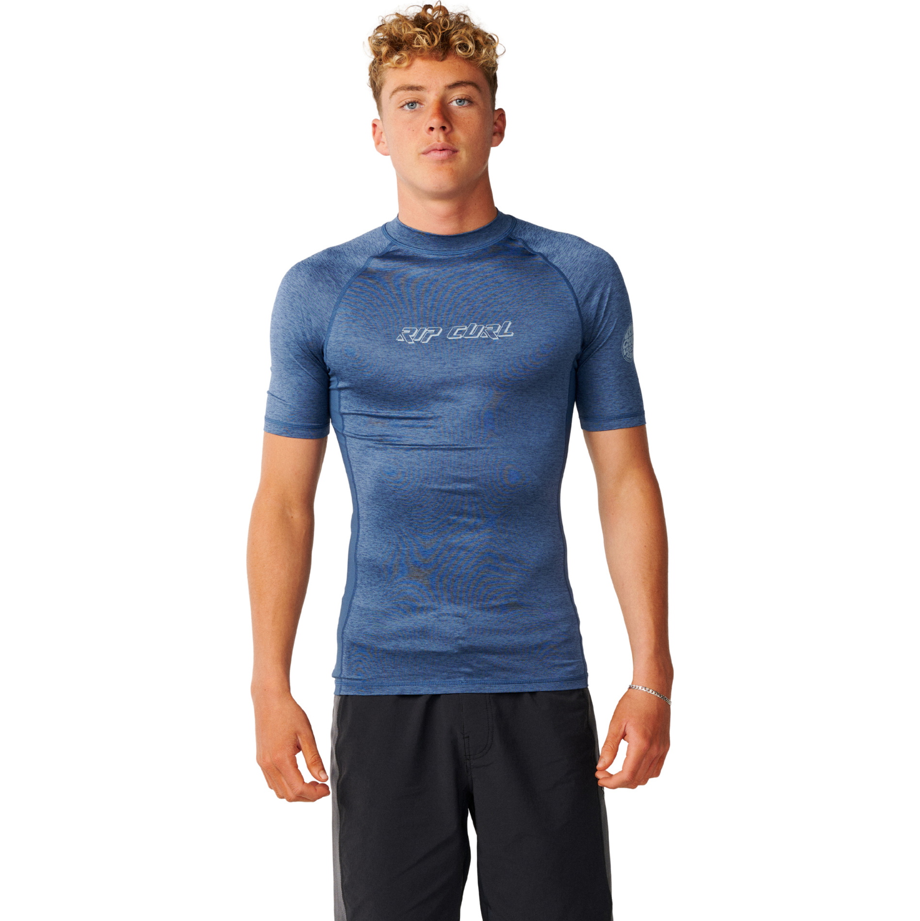 2026 Rip Curl Mens Dawn Patrol UPF Perf Short Sleeve Rash Vest 193MRV - Light Navy Marle
